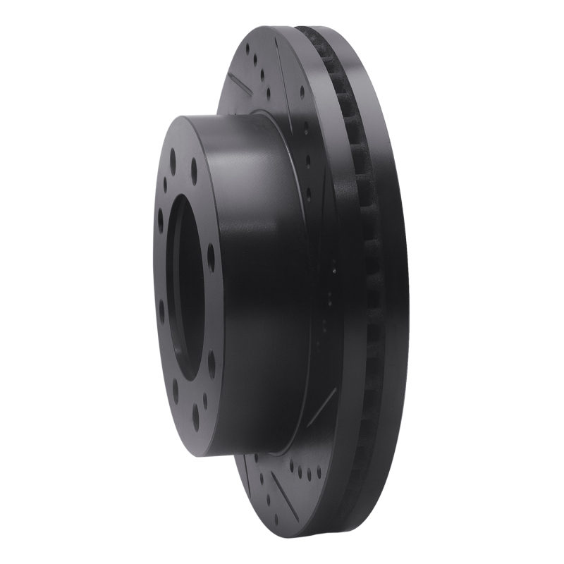 Ford E-Super Duty Brake Rotor (1) - Rear Right - R1 Concepts - Drilled & Slotted - Black - `08-`20